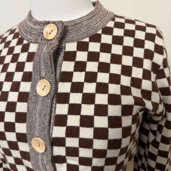 Find Me Now Brown Checkered Cardigan M - Picture 2 of 7